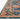 Colorful marine and multi-patterned Loloi Rugs Padma PMA-01 rug with intricate geometric designs displayed on a neutral floor.